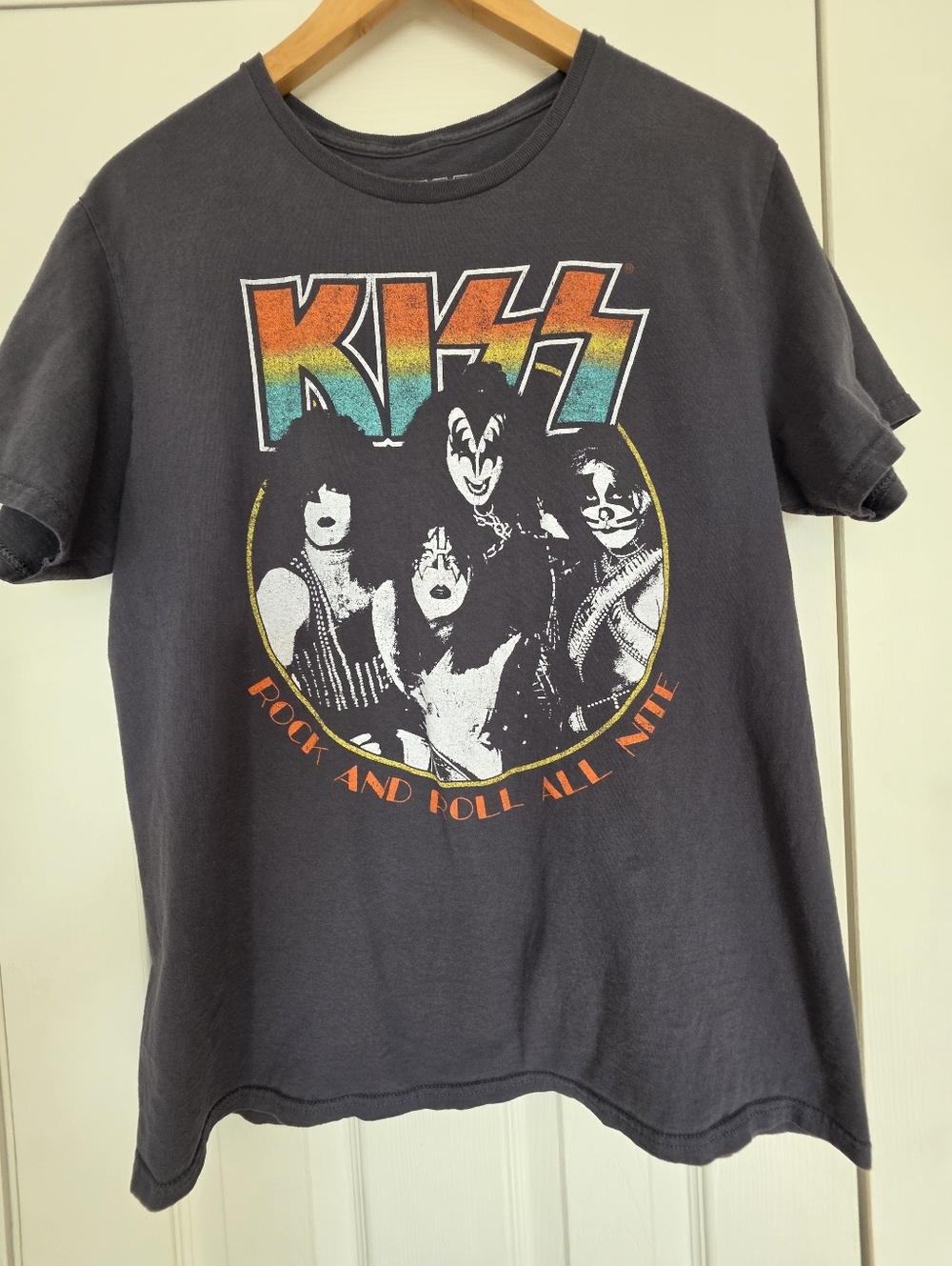 Kiss Logo Rock And Roll All Night Short Sleeve Tee - Dark Gray